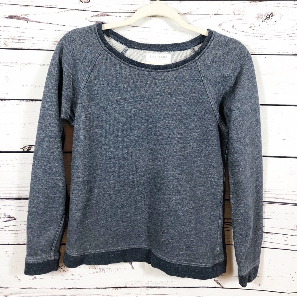 Everlane The Crew Sweatshirt: Marled Navy Blue - Picture 4 of 12